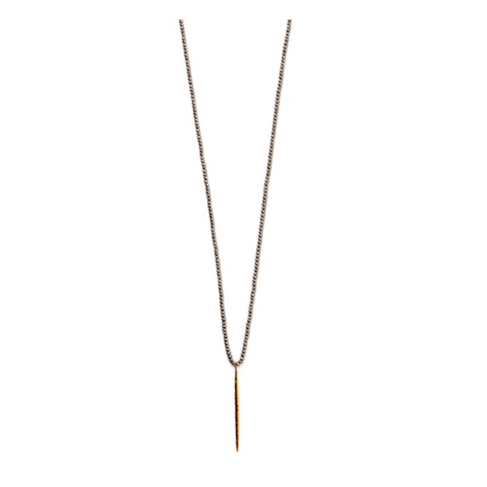 Gorjana Nora Beaded Pyrite Necklace with Gold Dagger
